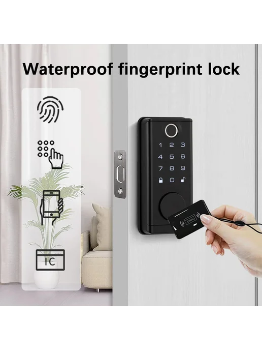 Kingku Цифровой электронный дверной замок Tuya Black Bluetooth TT, черный, фото 2