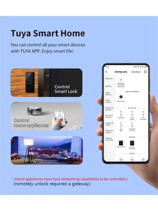 Kingku Цифровой электронный дверной замок Tuya Black Bluetooth TT, черный, фото 5