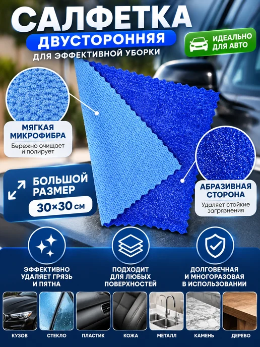 Fiberhan Салфетка скрабер из микрофибры для сильных загрязнений, синий, фото 2