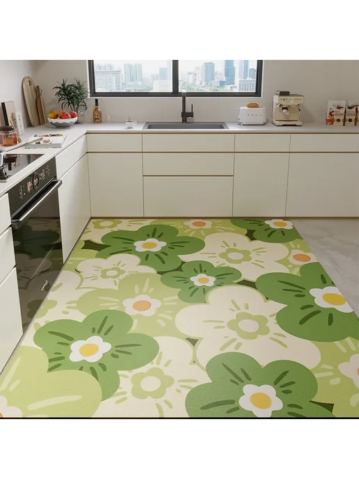 facaishu Коврик для кухни Alfombra De Cocina, ПВХ, цветочный узор, желтый, фото 2