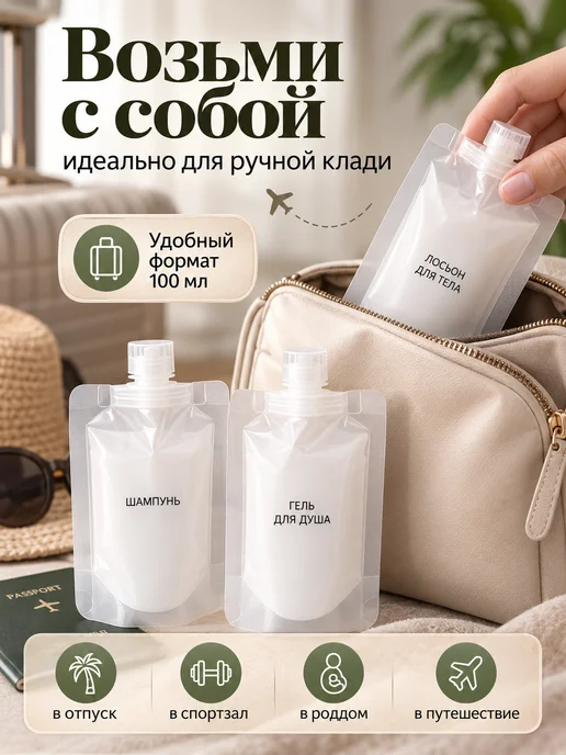 Lidorlike Набор дорожных флаконов с наклейками на русском языке 2 шт, 2 шт, фото 8
