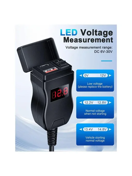 Нет бренда USB-разъем для мотоцикла, двойной USB Type-C PD и Quick Char, вариант, фото 3