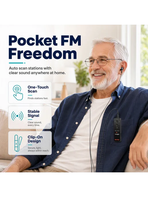 Мини-радио FM Bluetooth для старших, крепл клип, 50 станций, вариант, фото 7