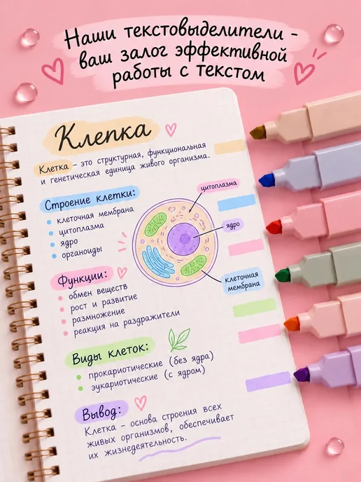 Текстовыделители пастельные набор 6 штук, голубой, 6 шт, фото 6