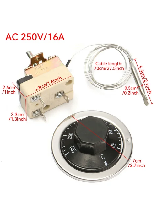 Термостат Dobeechi 250В 16А 50-300°C 50-300, 50-300 C 30-110, фото 4