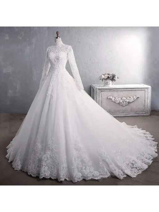 QQ Lover Классические свадебные платья Plus Size, белый, фото 2