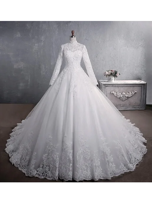 QQ Lover Классические свадебные платья Plus Size, белый, фото 3