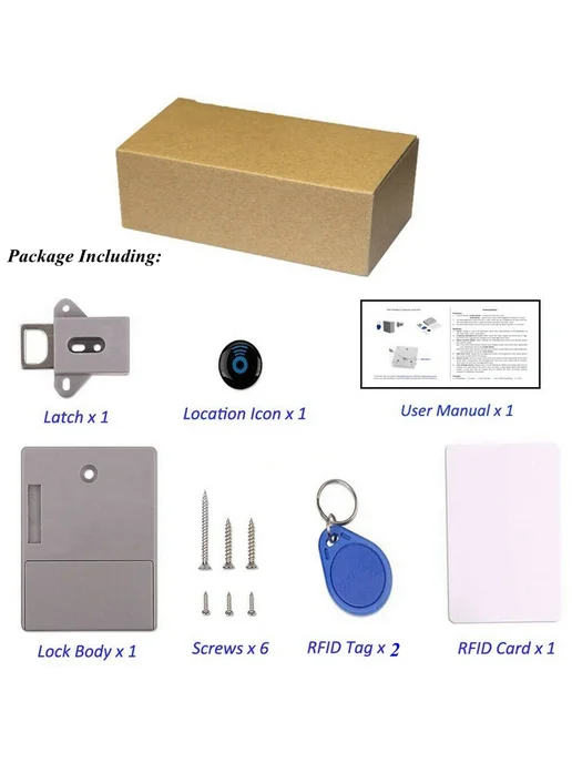 Нет бренда Электронный замок для шкафа с RFID-защитой, невидимый скрыты, серый, фото 4