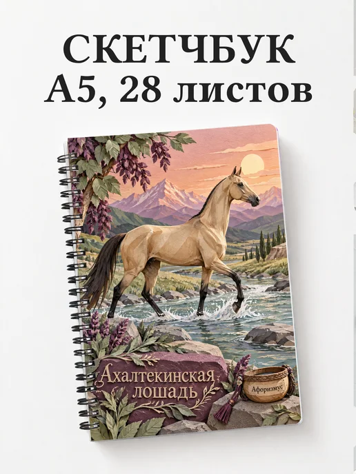 Скетчбук Ахалтекинская лошадь