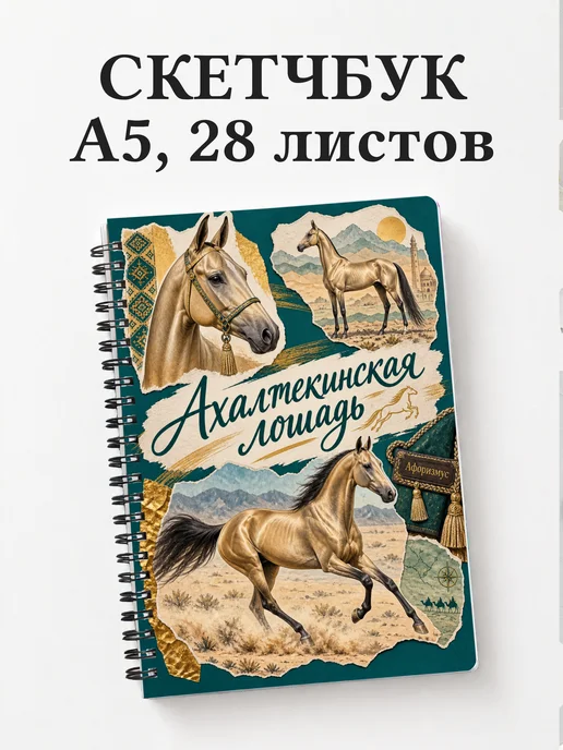 Скетчбук Ахалтекинская лошадь