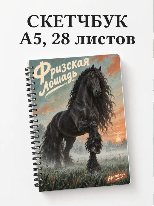 Скетчбук Фризская лошадь