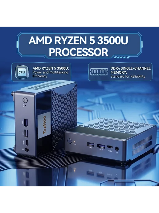 Нет бренда Mini PC Ryzen 5 3500U, NO RAM NO SSD, US Plugs, вариант, фото 2