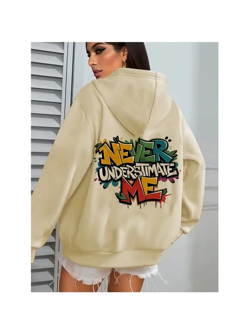 vddjvigo Женские толстовки с капюшоном Never Underestimate Me, бежевый