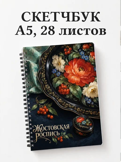 Скетчбук Жостовская роспись