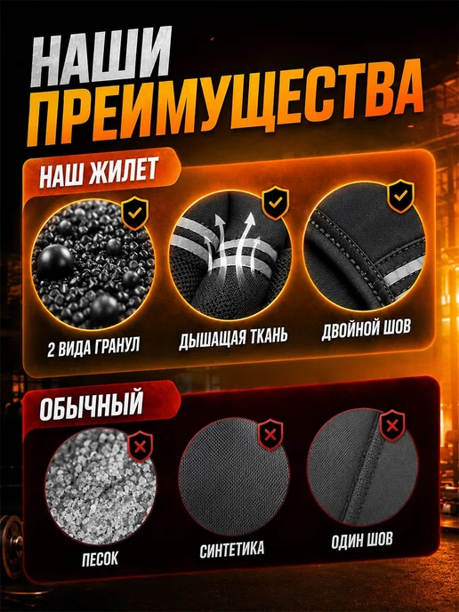 Жилет-утяжелитель Nonstopika, 8 кг, черный, 8 кг, фото 5