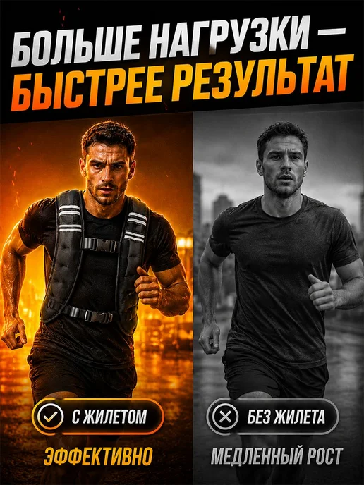 Жилет-утяжелитель Nonstopika, 8 кг, черный, 8 кг, фото 7