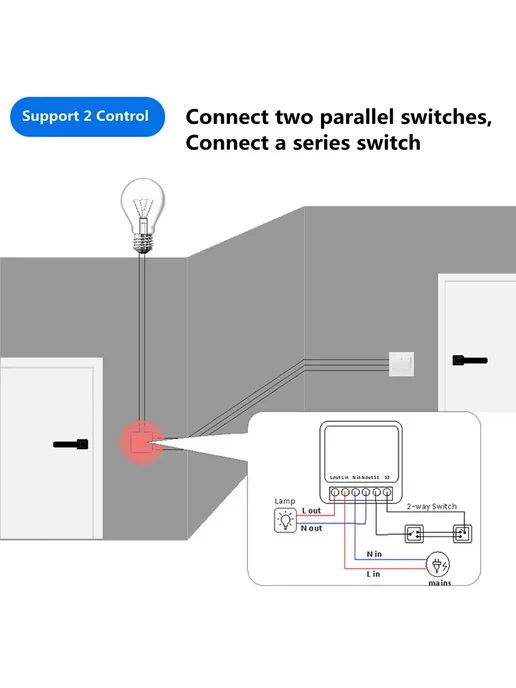 Szaoju Умный Wi-Fi выключатель 16А 2PCS, 2 шт, фото 3