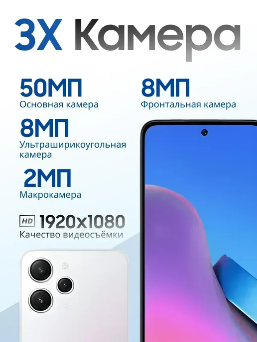 Смартфон Xiaomi Redmi 12 8/256 ГБ, белый, фото 2