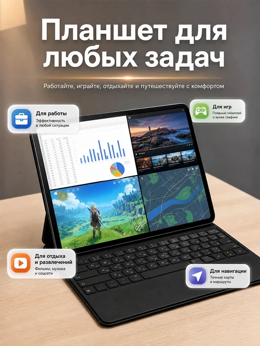 Планшет андроид 16ГБ+2ТБ с клавиатурой для работы и учебы, 16 ГБ, 2 ТБ, фото 8