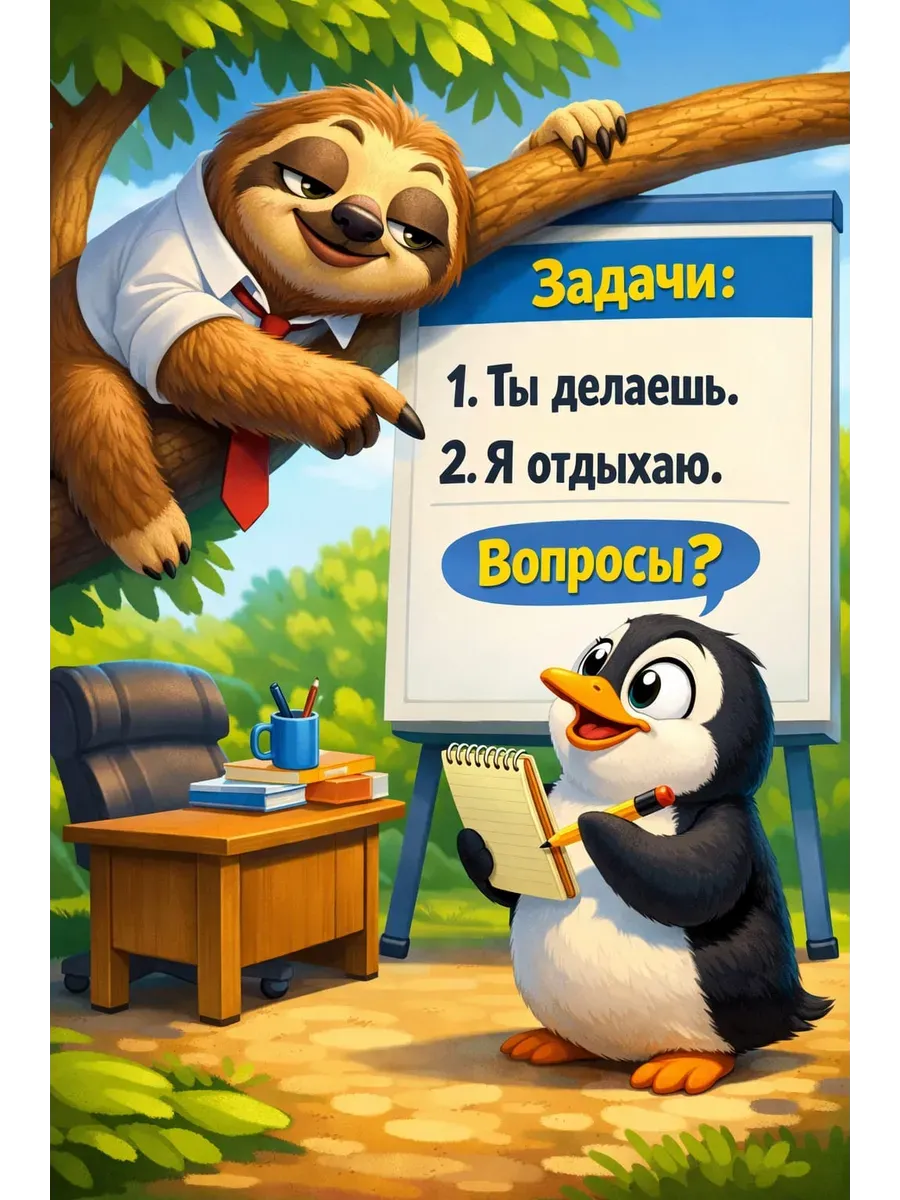 Юмористический постер А4 Босс ленивец — миниатюра 5
