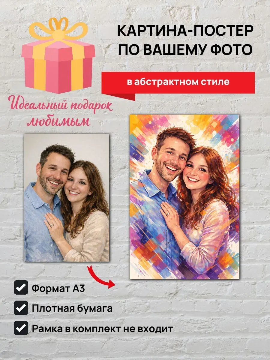 Картина-постер по вашему фото в абстрактном стиле А3