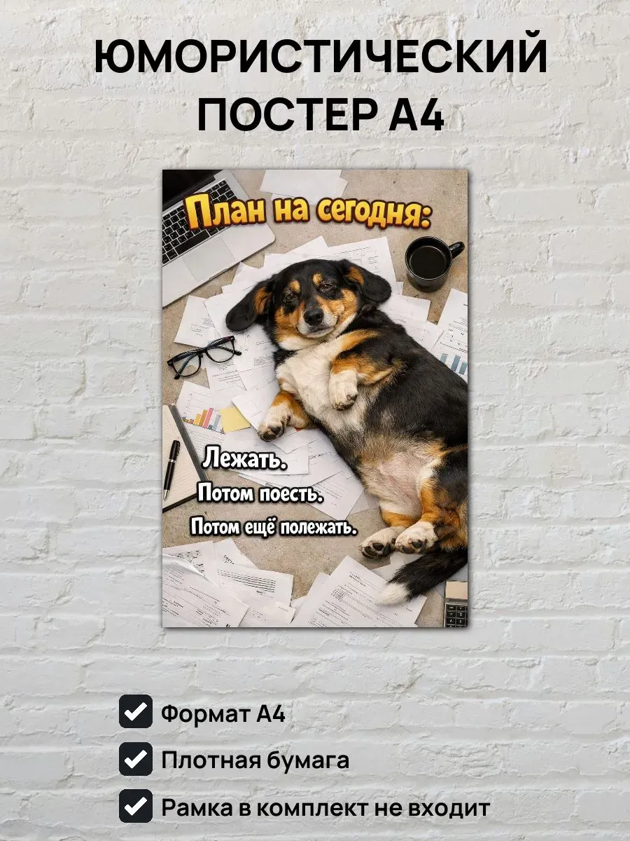 Юмористический постер А4 План на сегодня