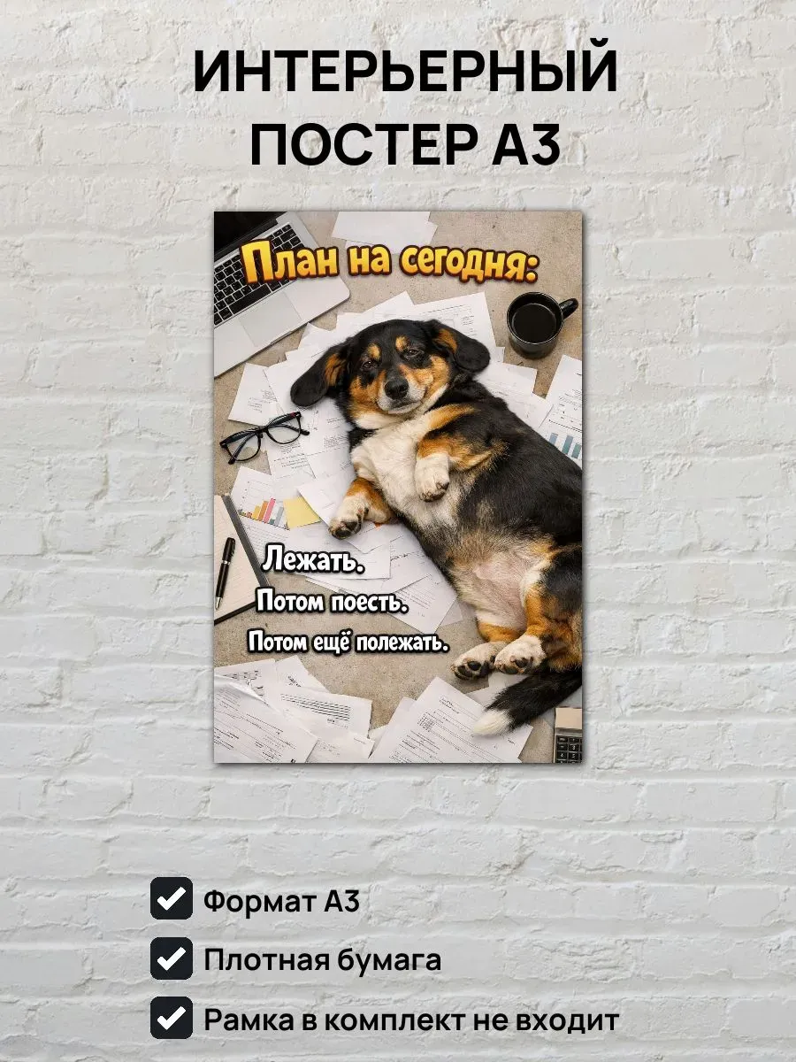 Юмористический постер А3 План на сегодня