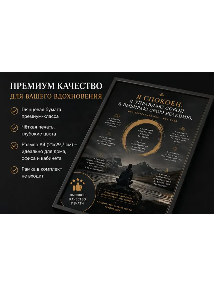 Мотивационный постер А4 Я спокоен — миниатюра 3
