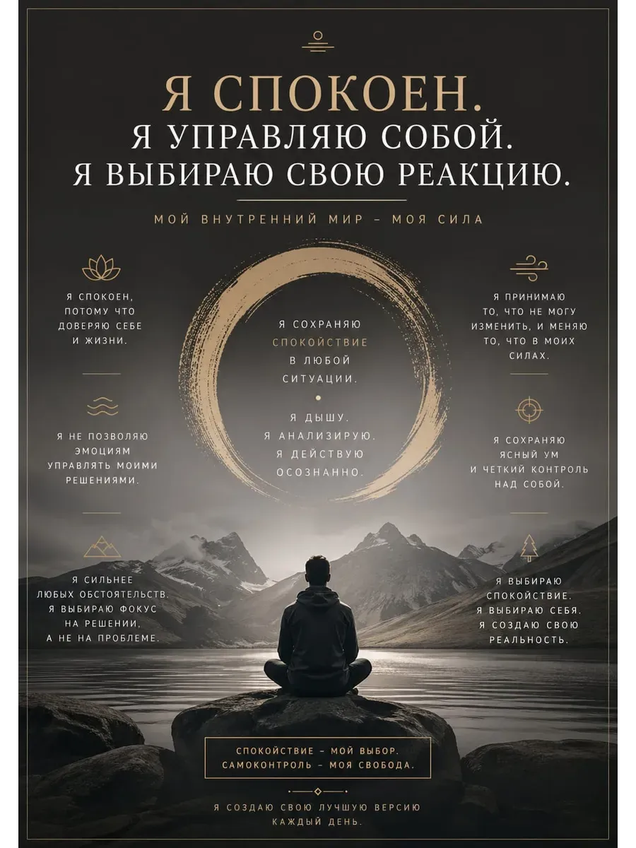 Мотивационный постер А4 Я спокоен — миниатюра 6