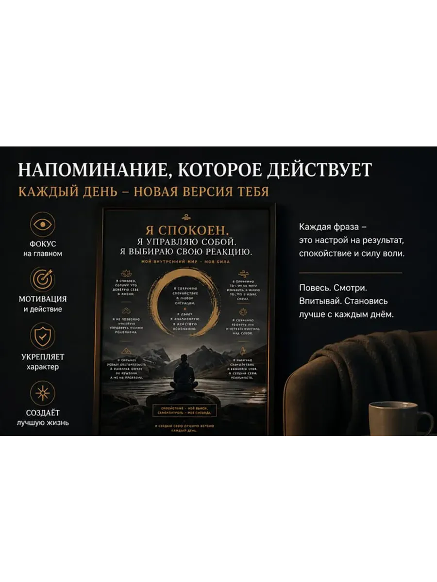 Мотивационный постер А3 Я спокоен — миниатюра 4