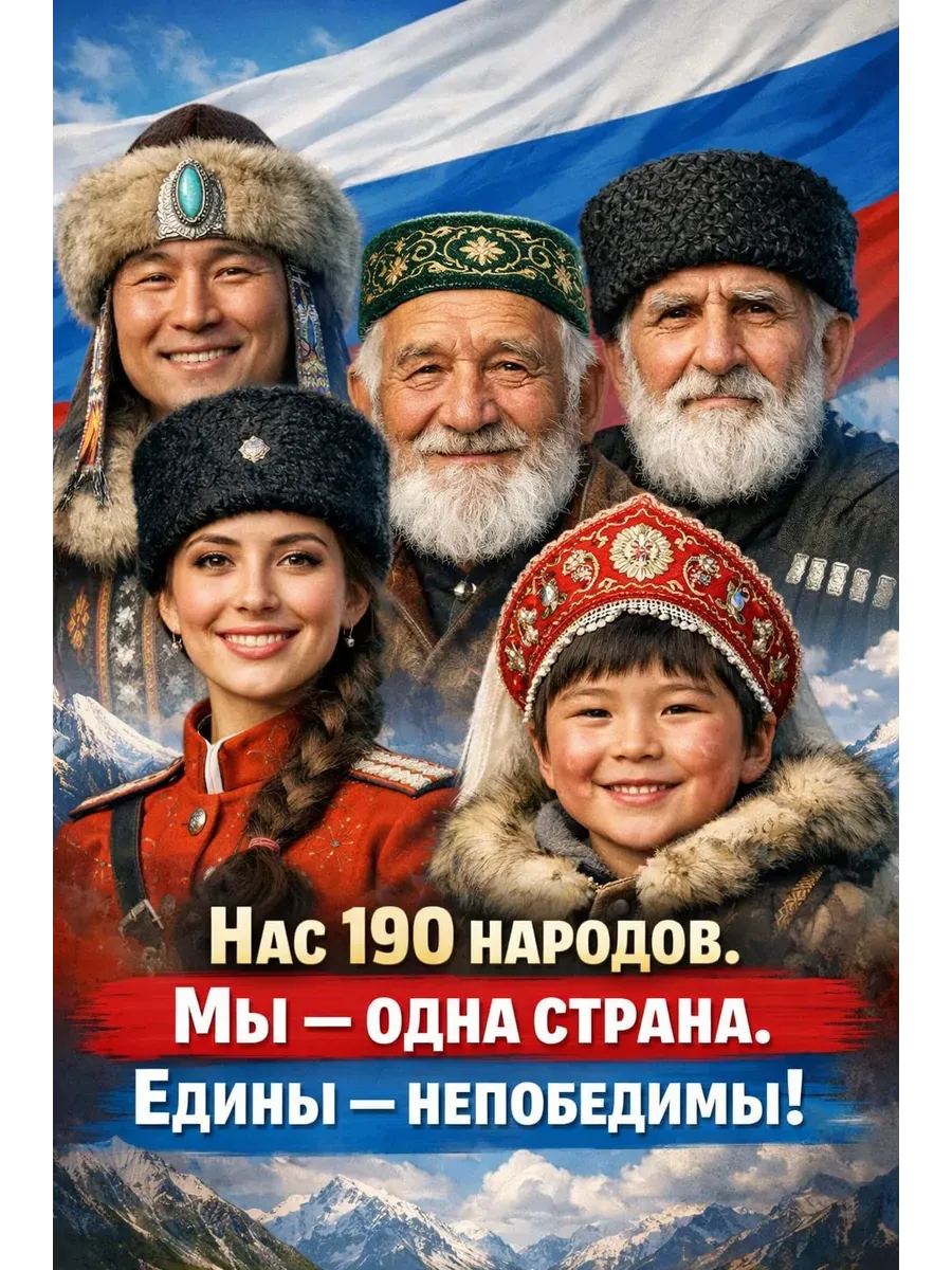 Постер А4 Нас 190 народов мы одна страна — миниатюра 5
