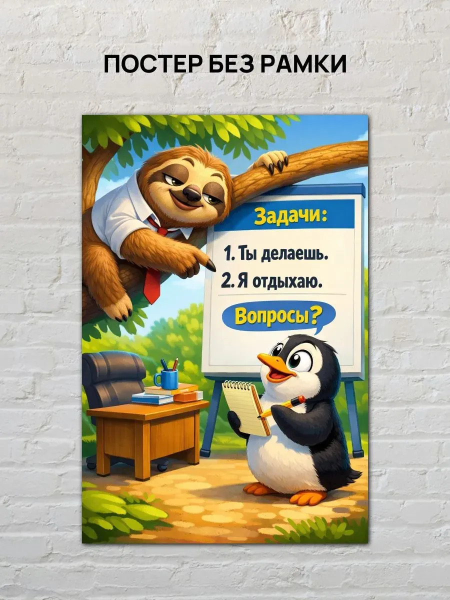 Юмористический постер А3 Босс ленивец — миниатюра 4