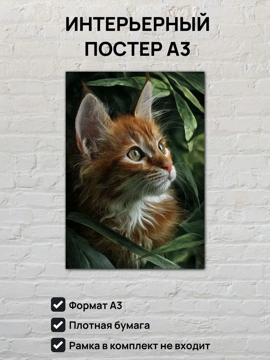 Интерьерный постер А3 Кот