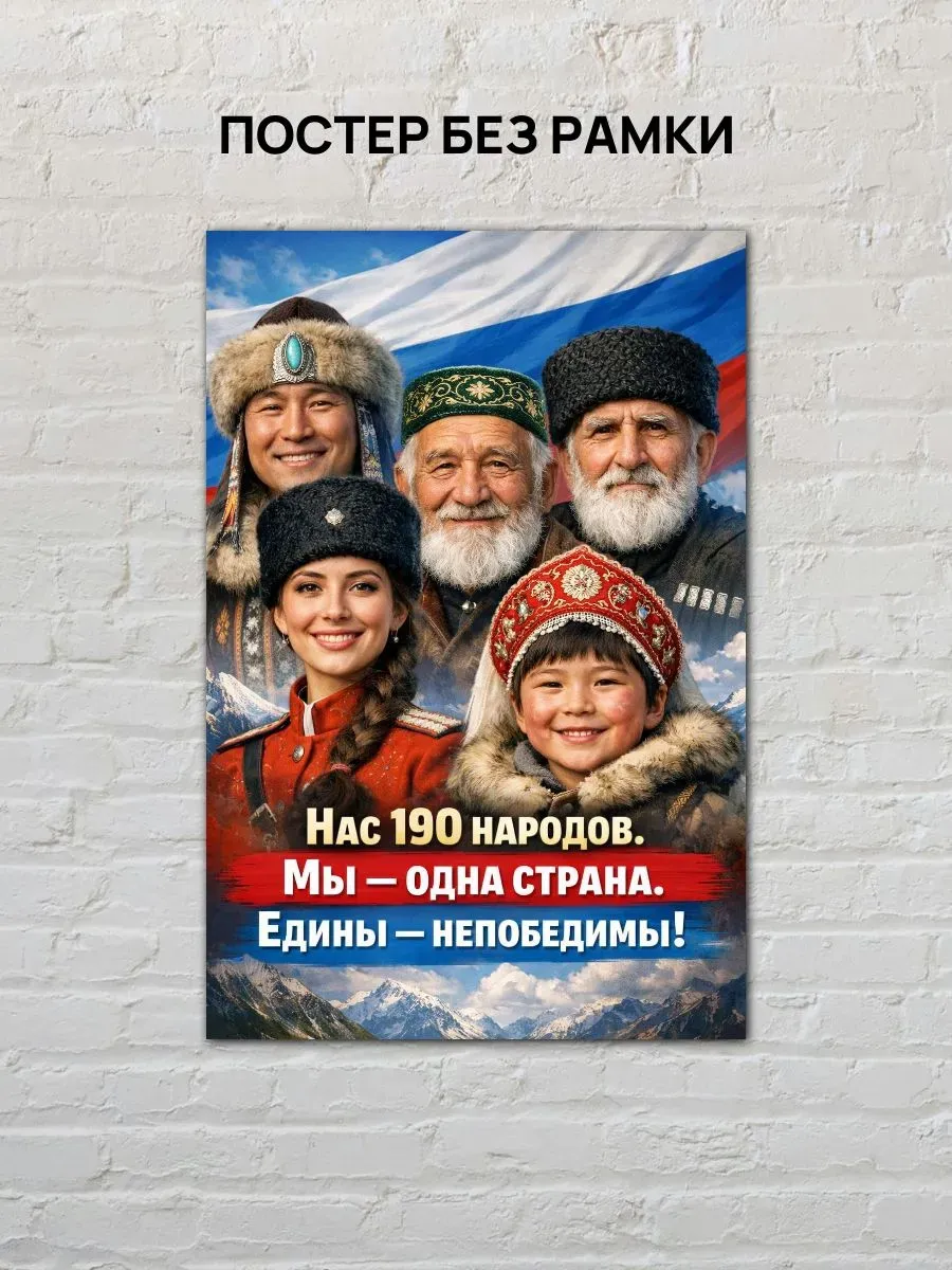Постер А3 Нас 190 народов мы одна страна — миниатюра 4