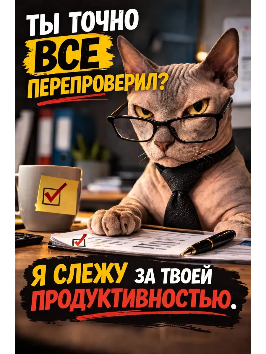 Юмористический постер А3 Кот босс — миниатюра 5