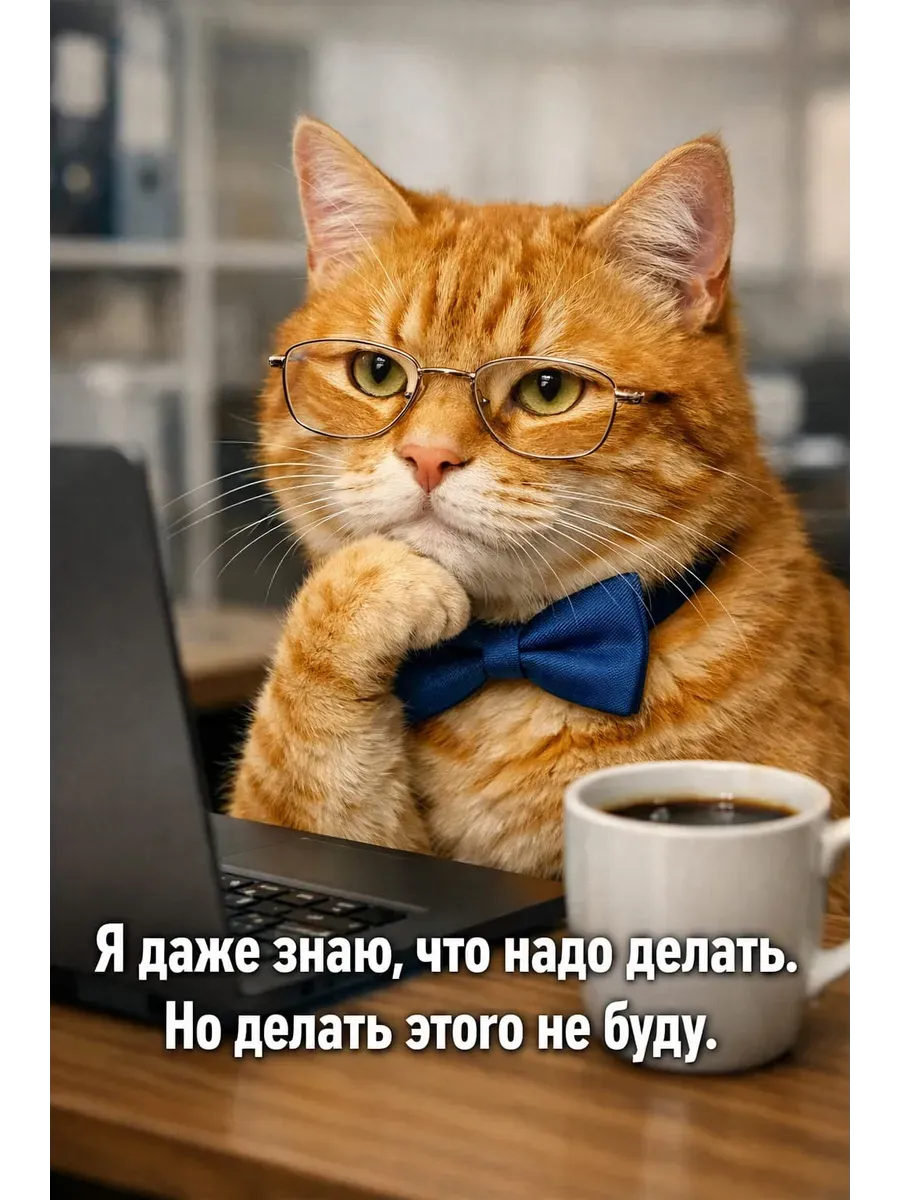 Юмористический постер А4 Офисный кот — миниатюра 5