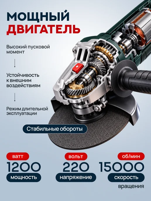 Болгарка электрическая 125 мм с регулировкой оборотов, вариант, фото 2