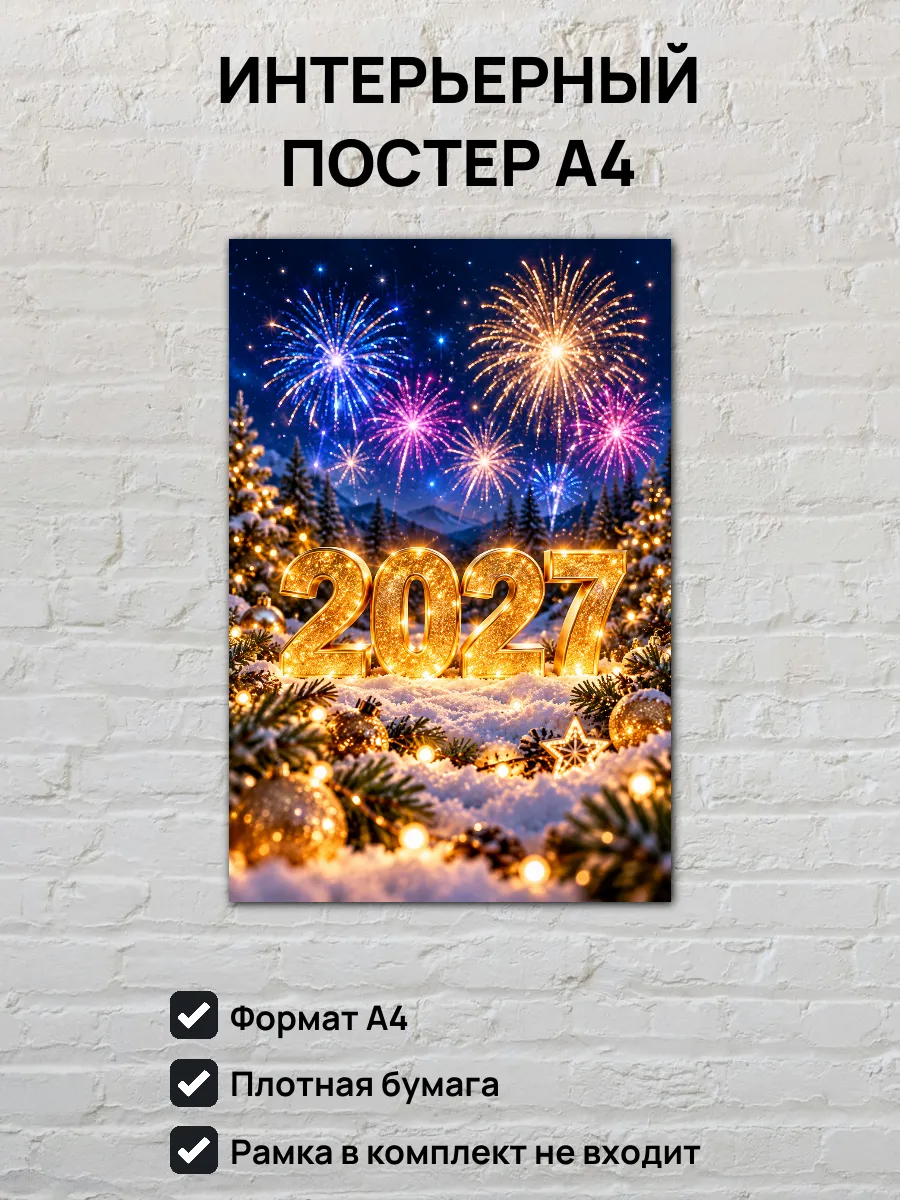 Интерьерный постер А4 Новый год 2027