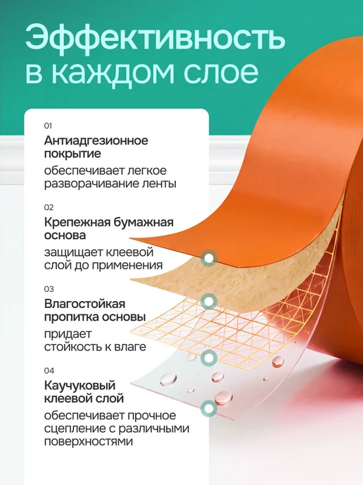 Малярная лента ПВХ 50 мм × 33 м, для покраски и ремонта, 33 м, фото 4