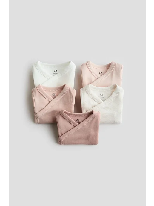 H&M Хлопковые боди 5 штук, черный, фото 2