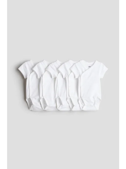 H&M Хлопковые боди 5 штук, белый