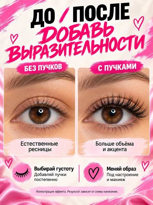 Накладные ресницы пучки, черный, фото 4