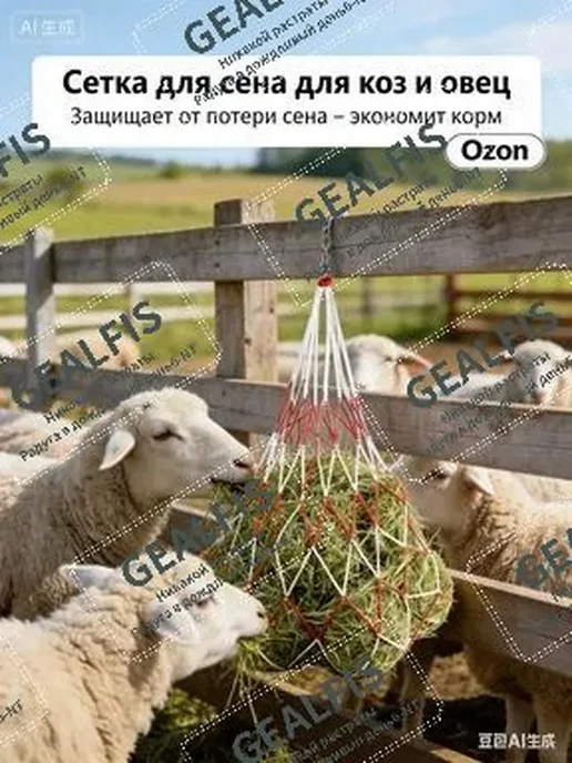 Сетка для медленного кормления сеном лошадей и коз, вариант, фото 3