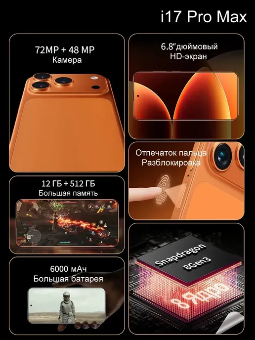Смартфон Apple iPhone 17 I17 Pro Max 1 ТБ, голубой, фото 3