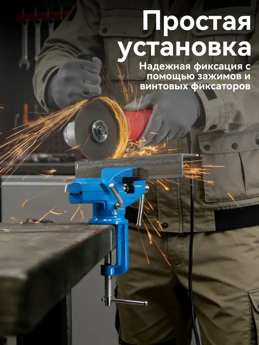 Тиски слесарные поворотные, 80 мм ширина рабочих губок,Корп, черный, фото 4
