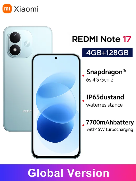 Смартфон Xiaomi Redmi Note 17 4/128 ГБ, голубой